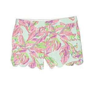 Lilly Pulitzer Pink Leaf Printed Cotton Shorts Size 2